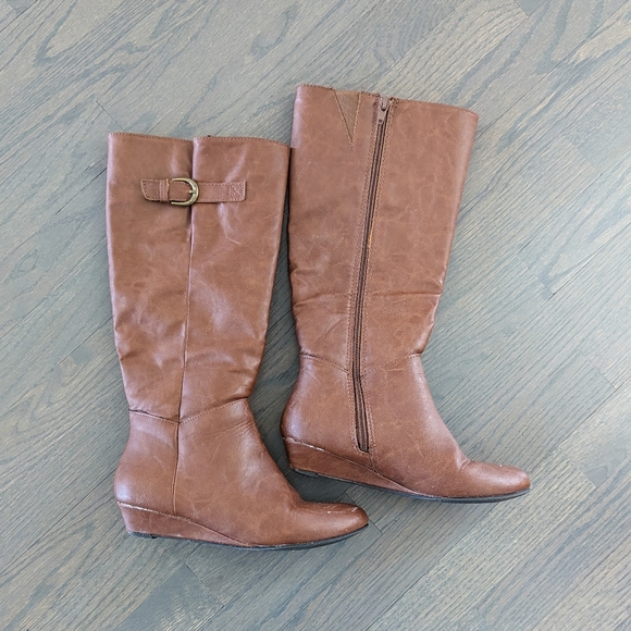 Rampage Women's Tall Boots Wedge Heels, Size 6.5, Brown - Picture 1 of 7